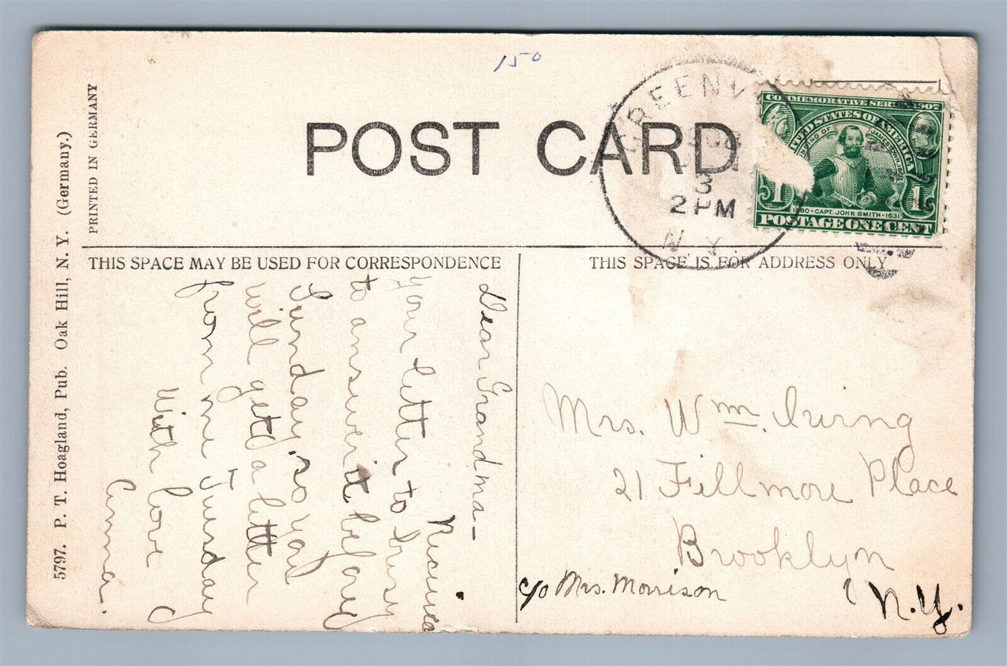 GREENVILLE NY UNION FREE SCHOOL ANTIQUE POSTCARD