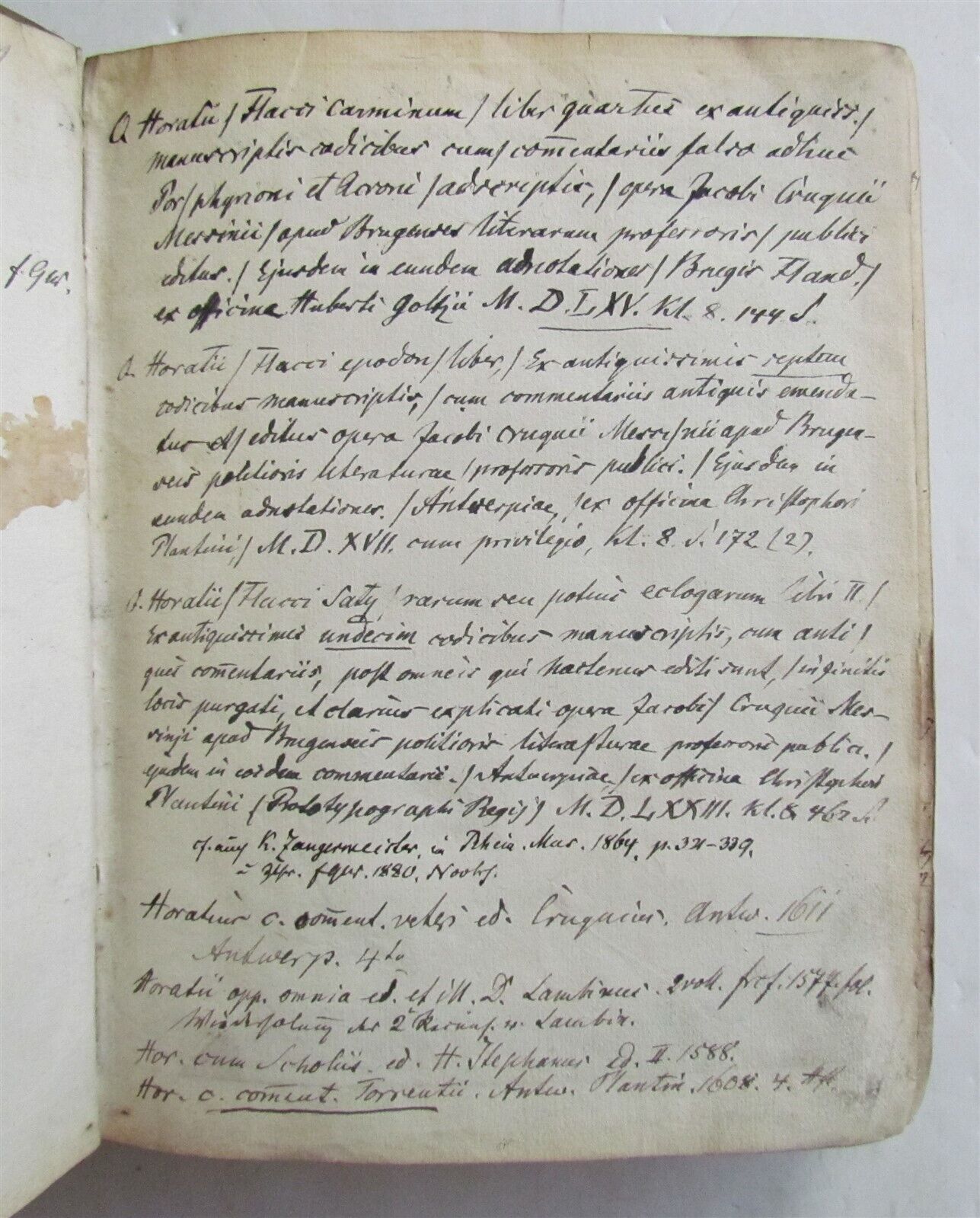 1579 HORACE POETRY PLANTIN EDITION antique in LATIN VELLUM BOUND 16th CENTURY