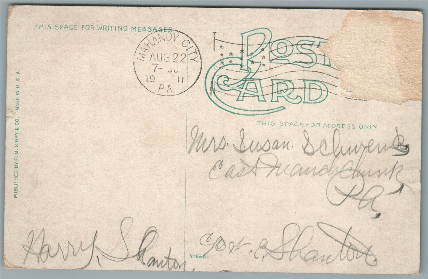 MANAHOY CITY PA PANORAMA ANTIQUE POSTCARD