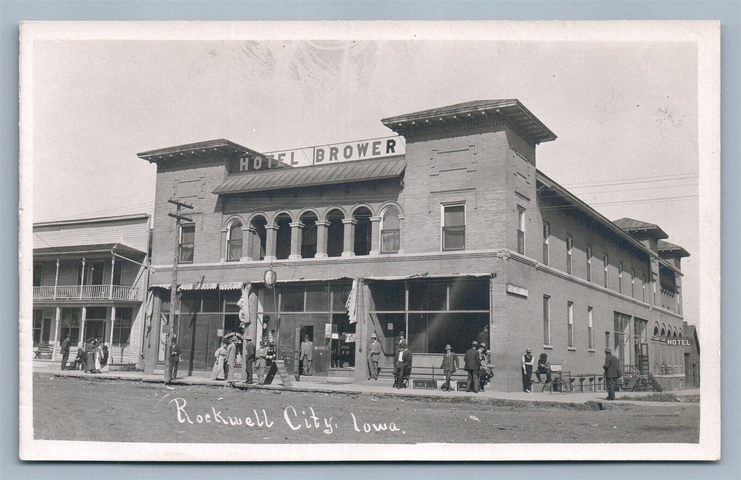 ROCKWELL CITY IA HOTEL BROWER ANTIQUE REAL PHOTO POSTCARD RPPC