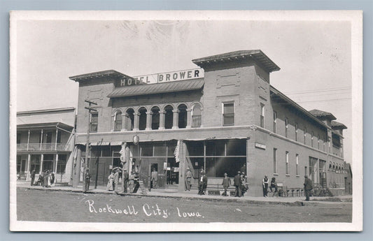 ROCKWELL CITY IA HOTEL BROWER ANTIQUE REAL PHOTO POSTCARD RPPC
