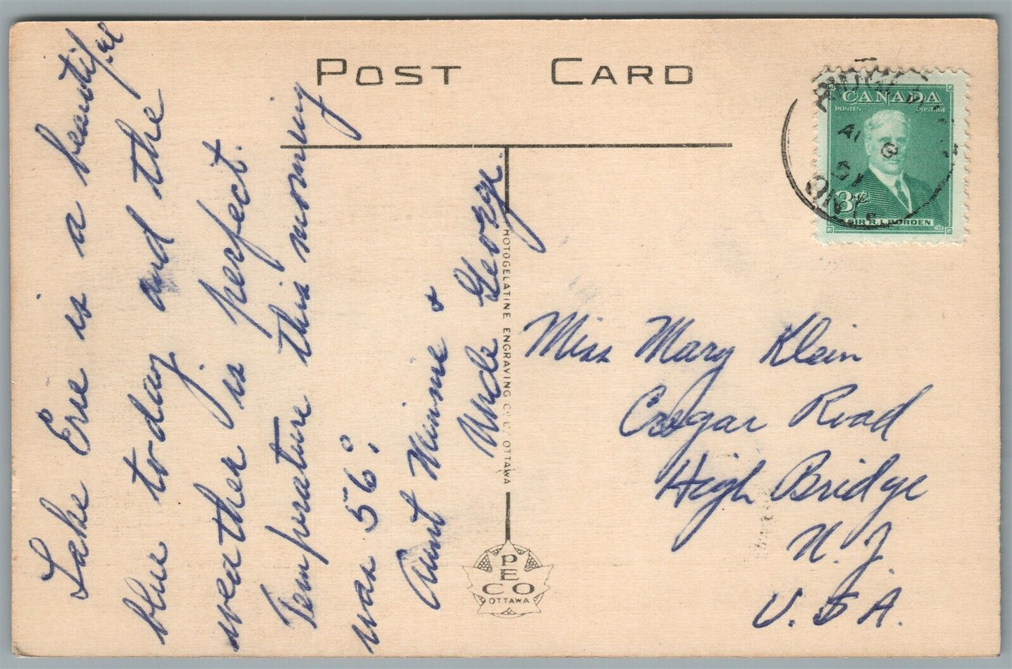 CANADA CRYSTAL BEACH ONT CANADIANA LANDING ANTIQUE POSTCARD