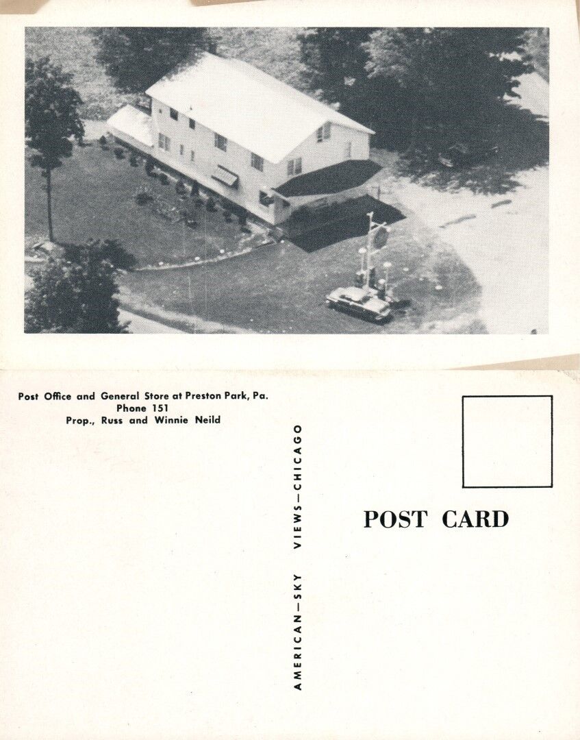 PRESTON PARK PA POST OFFICE & GENERAL STORE VINTAGE POSTCARD
