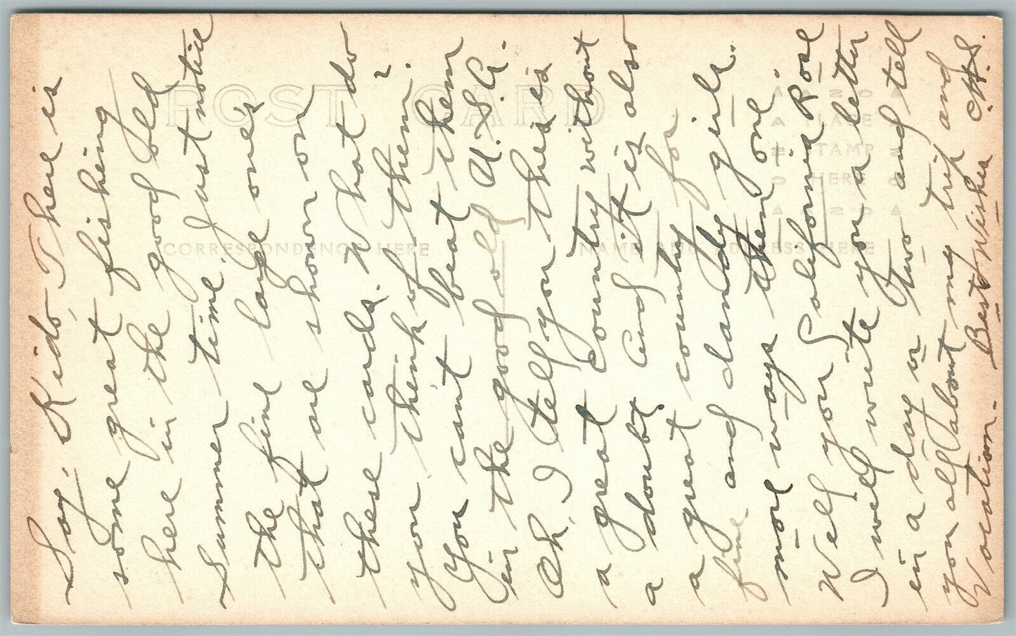 RAINY RIVER MN FISHING EXAGGERATED ANTIQUE REAL PHOTO POSTCARD RPPC