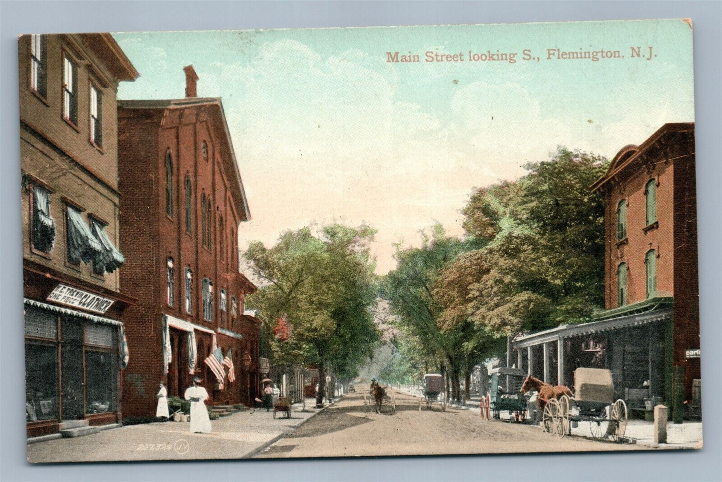 FLEMINGTON NJ MAIN STREET ANTIQUE POSTCARD