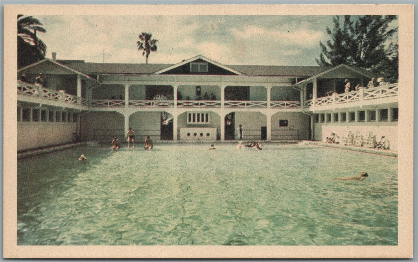 BELLEAIR FL SWIMMING POOL ANTIQUE POSTCARD