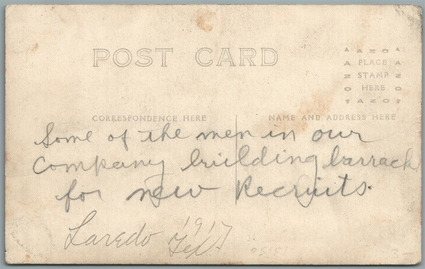 MEXICAN WAR AMERICAN SOLDIERS on BARRACK'S ROOF ANTIQUE REAL PHOTO POSTCARD RPPC