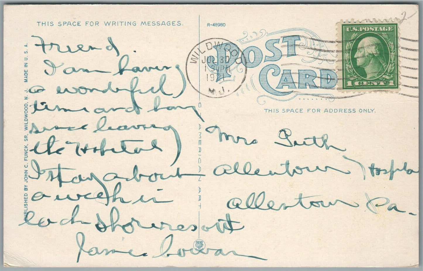 ANGLESEA NJ BOATS READY TO LEAVE FOR FISHING BANKS ANTIQUE POSTCARD