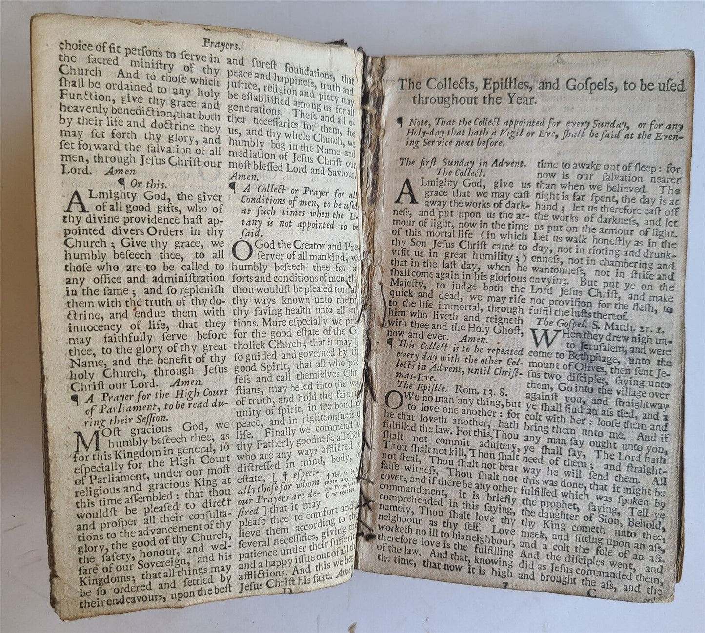 1720 BOOK OF COMMON PRAYER in ENGLISH ANTIQUE ORIGINAL BINDING & CARRYING BAG