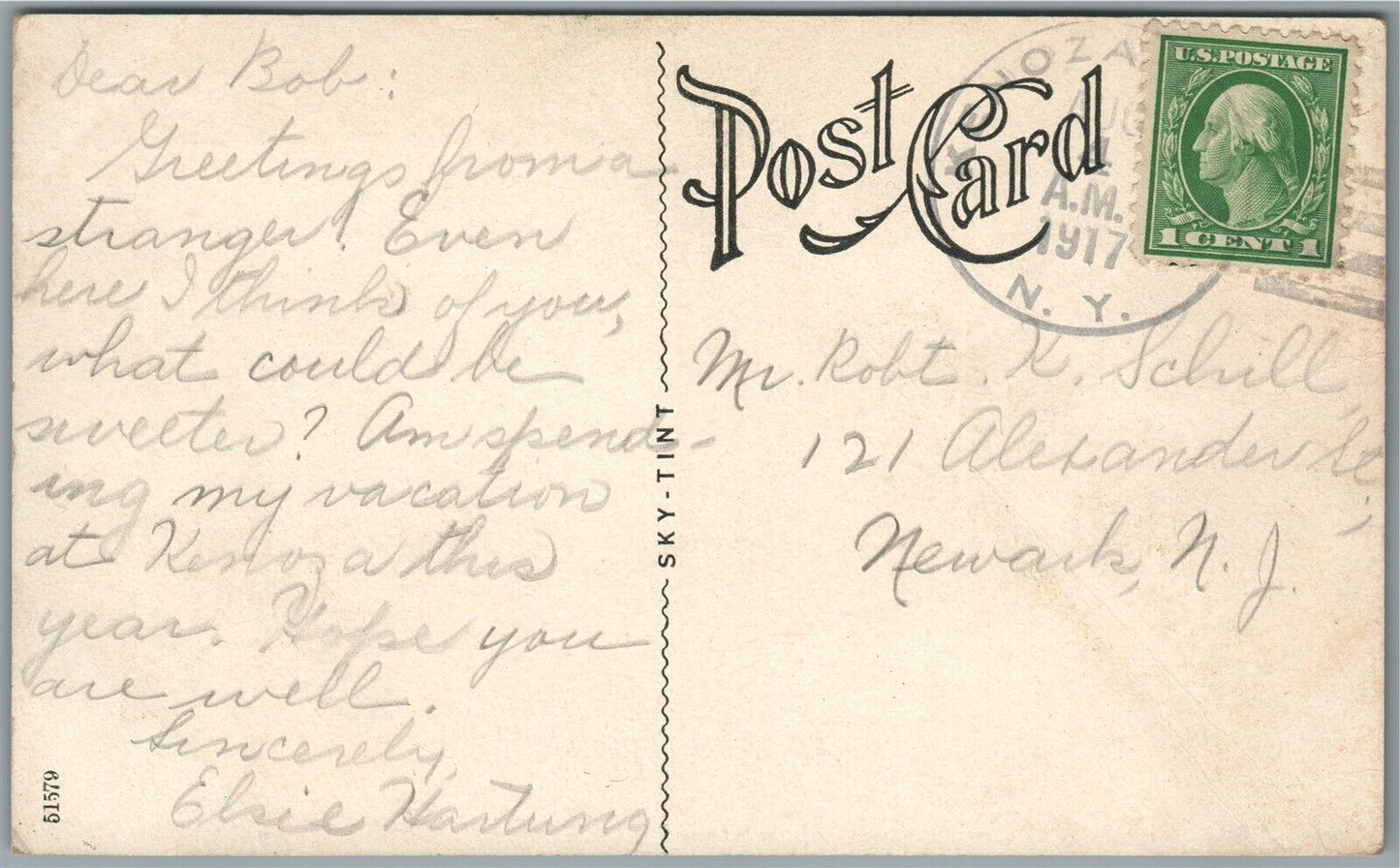 KENOZA LAKE NY CORNERS ANTIQUE POSTCARD