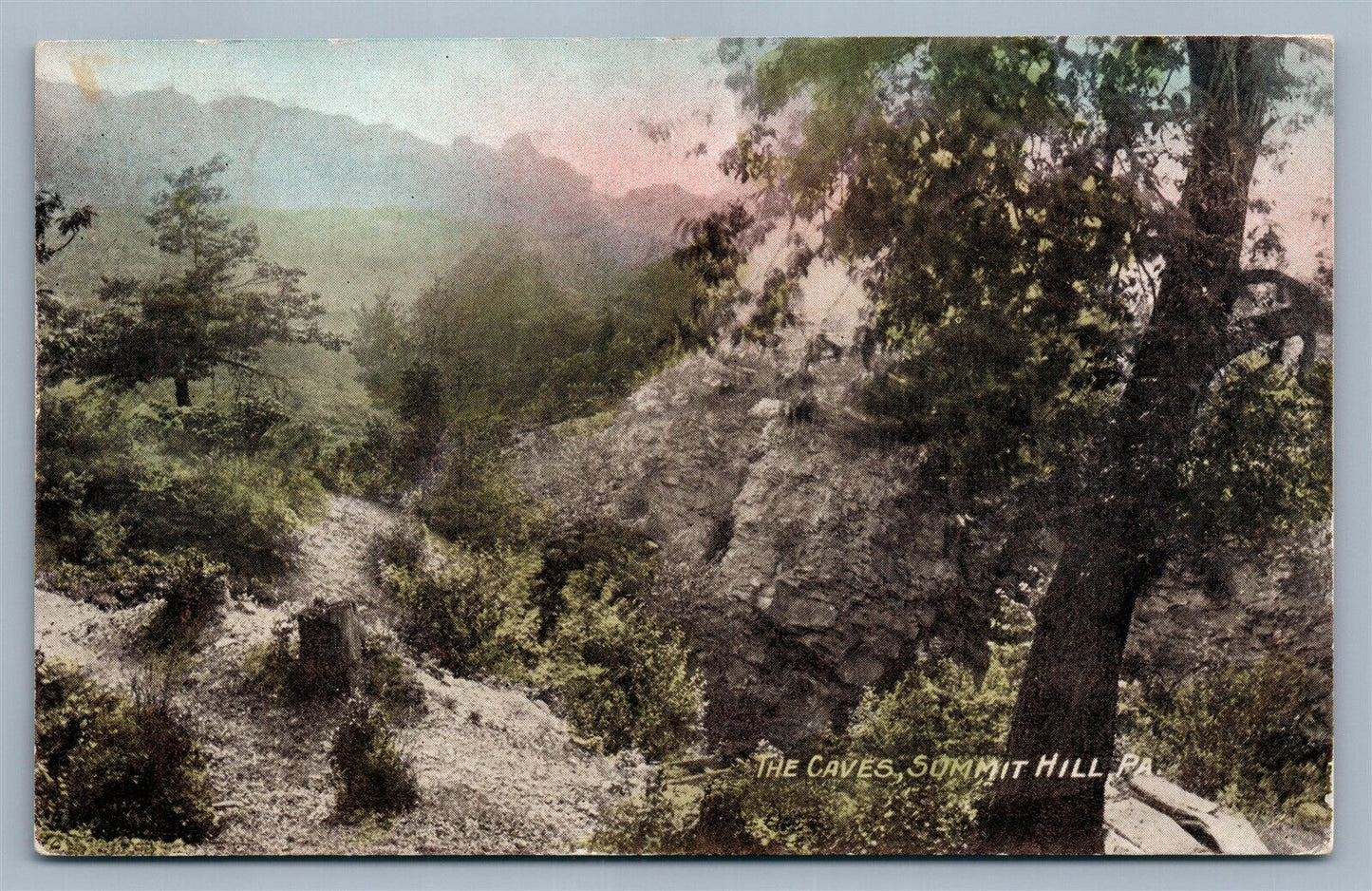 SUMMIT HILL PA THE CAVES ANTIQUE POSTCARD