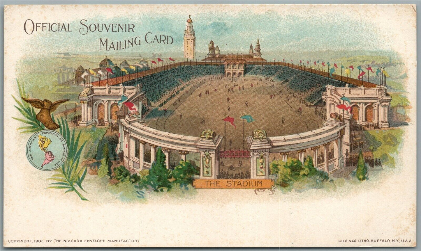 BUFFALO NY PAN AMERICAN EXPO ANTIQUE PRIVATE MAILING POSTCARD the stadium