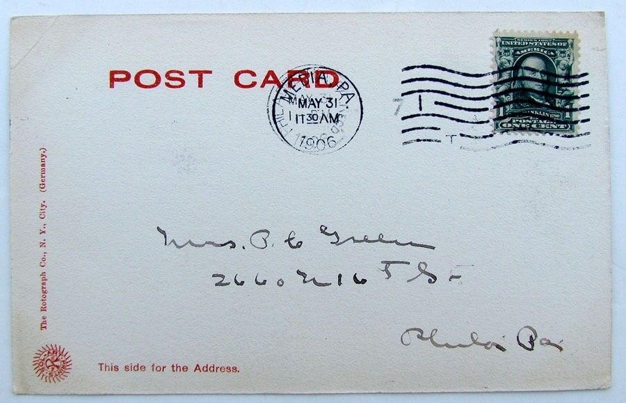 VINTAGE 1906 UNDIVIDED POSTCARD THE COLONIAL MEDIA PA