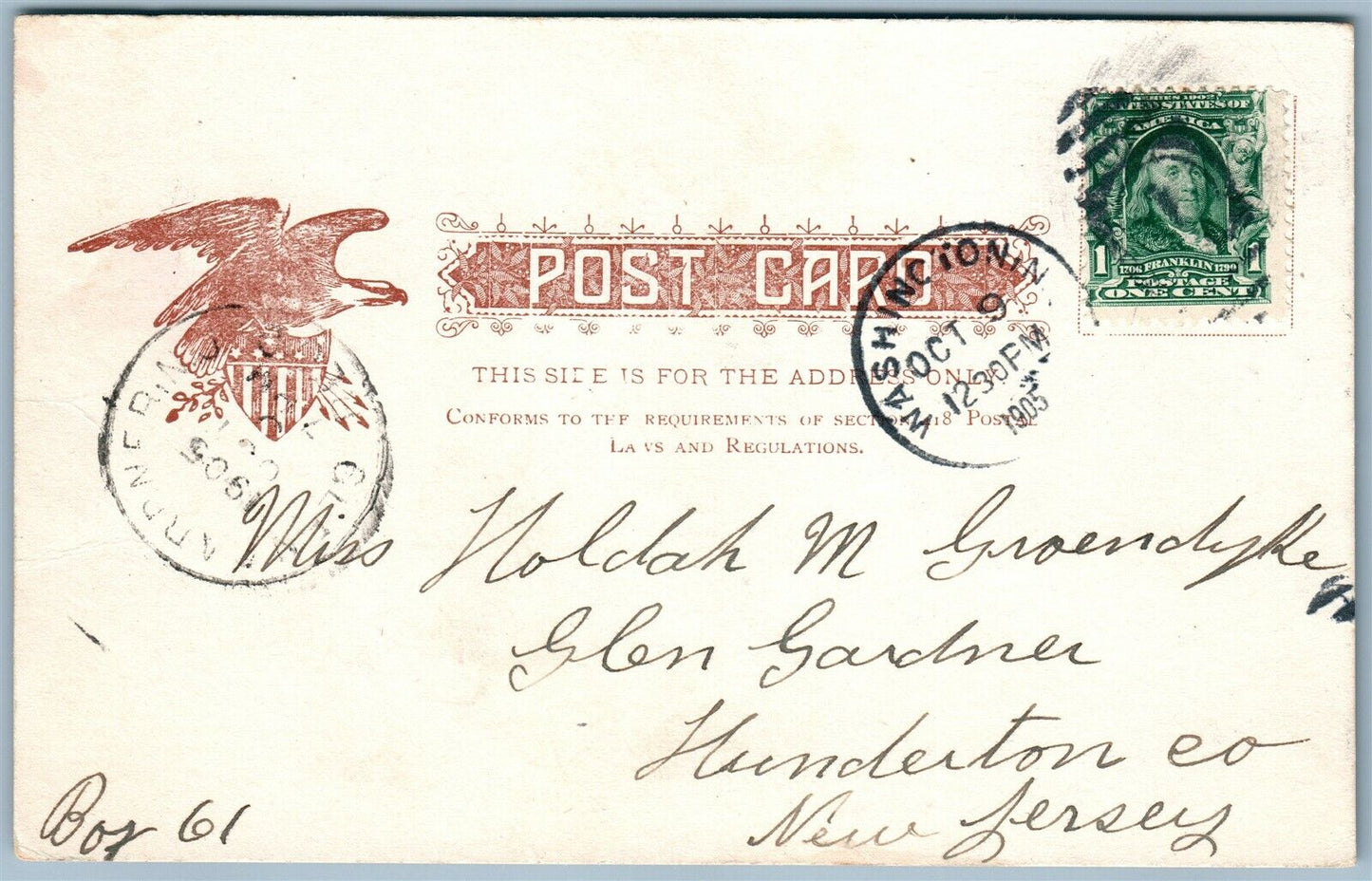 WASHINGTON NJ BIRD'S EYE VIEW ANTIQUE POSTCARD