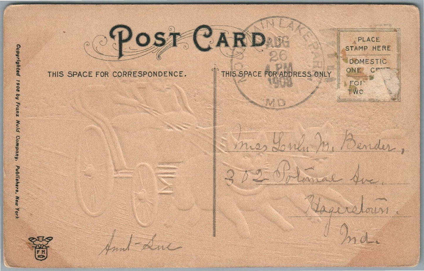 CATS CARRIAGE ANTIQUE POSTCARD