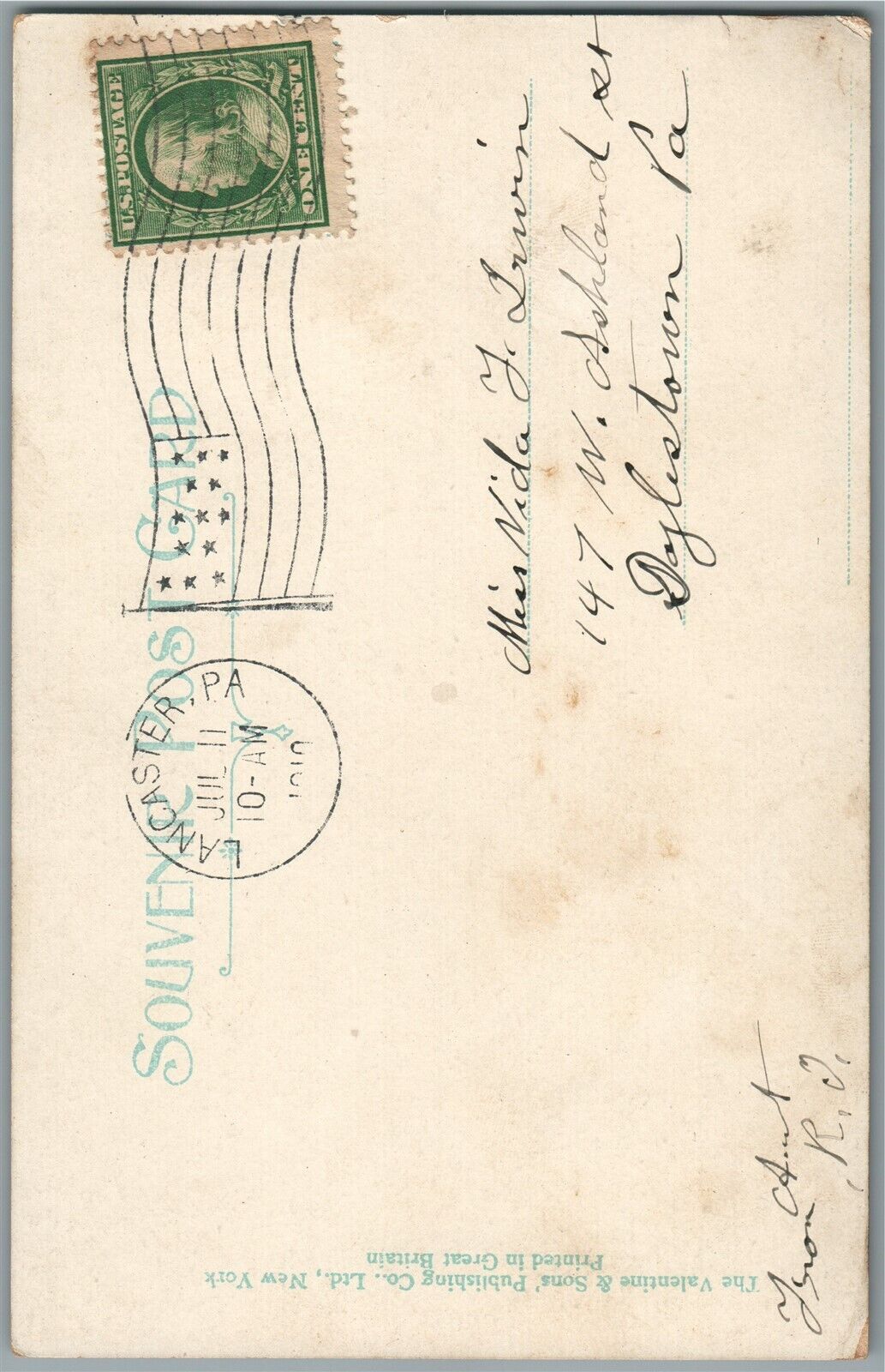 LANCASTER PA FIRST METHODIST EPISCOPAL CHURCH ANTIQUE POSTCARD