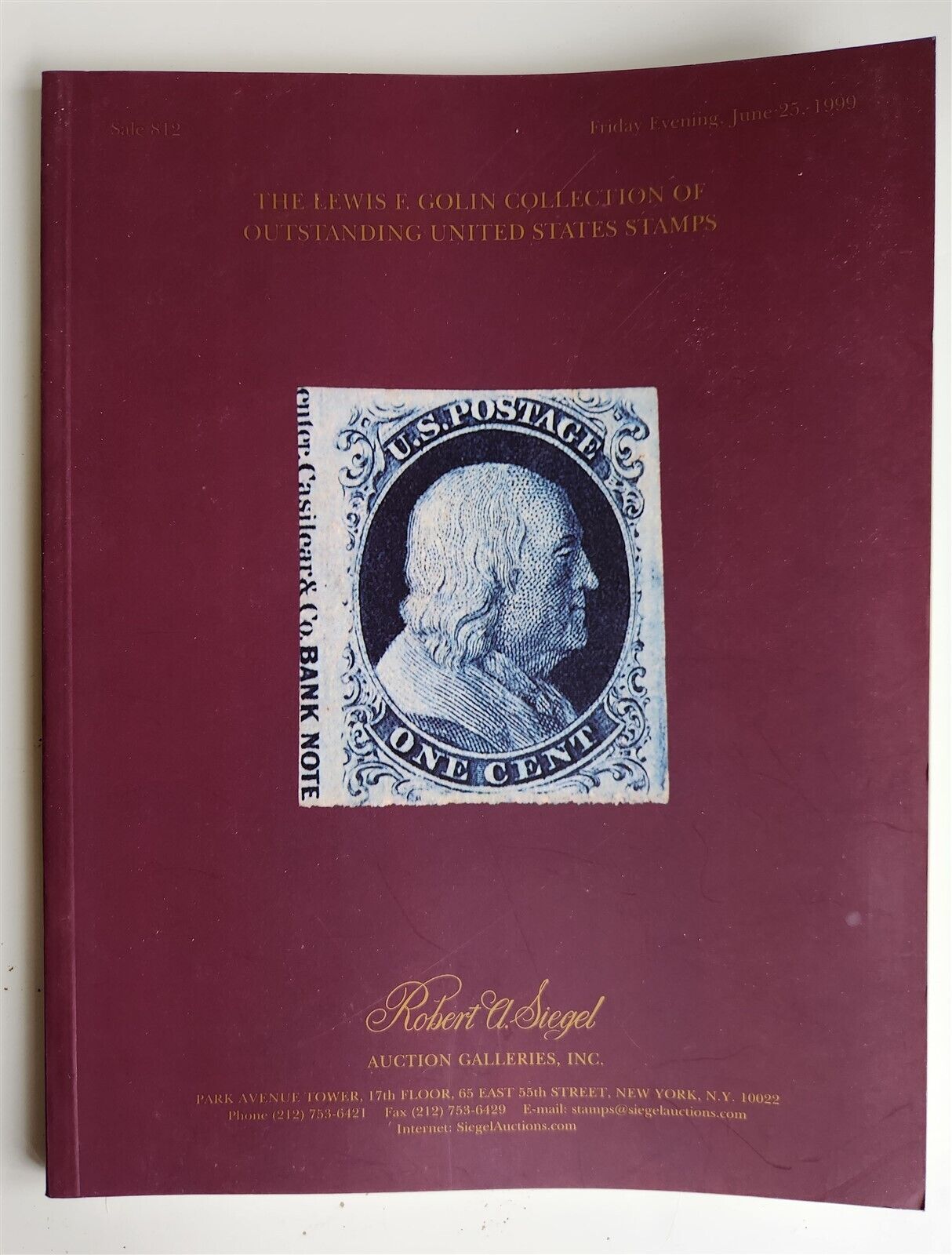 PHILATELIC ROBERT SIEGEL AUCTION CATALOG STAMPS LEWIS COLIN COLLECTION 1999
