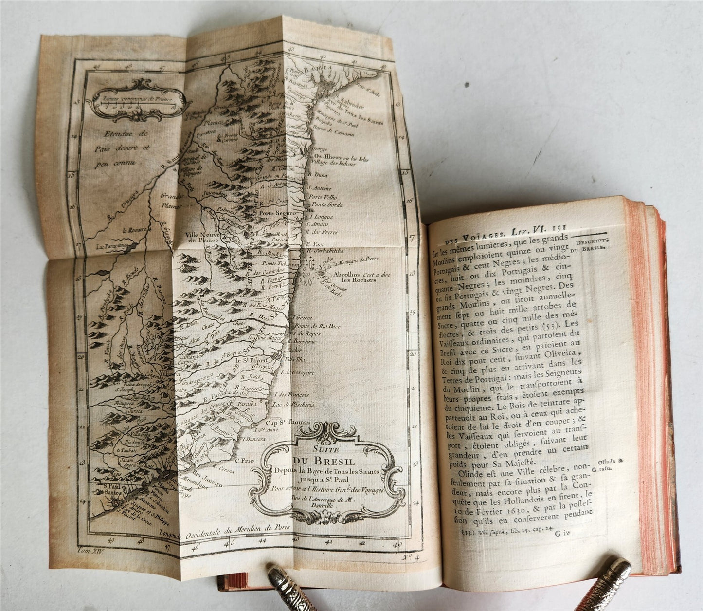 1758 HISTOIRE des VOYAGES antique vol.54 illustrated BRAZIL SAN SALVADOR GUYANA