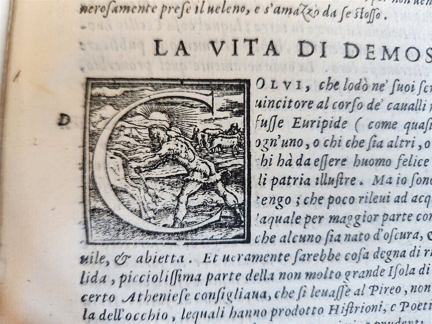 1566 LIFE of PLUTARCH 2 VOLUMES antique in ITALIAN 16th CENTURY VELLUM BOUND