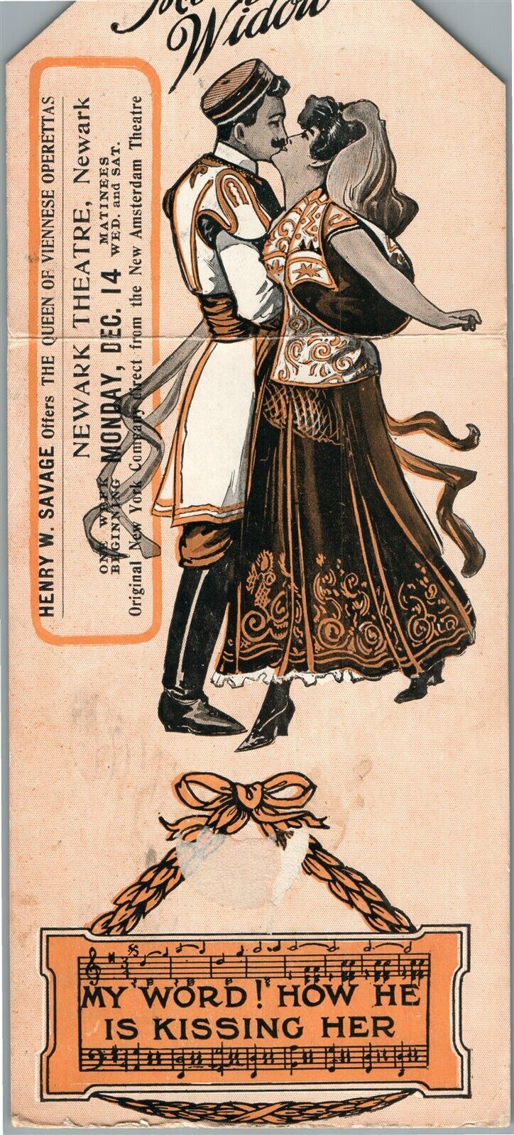 NEWARK NJ THEATER ADVERTISING FOLDING ANTIQUE POSTCARD