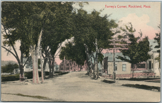 ROCKLAND MA TORREY'S CORNER ANTIQUE POSTCARD