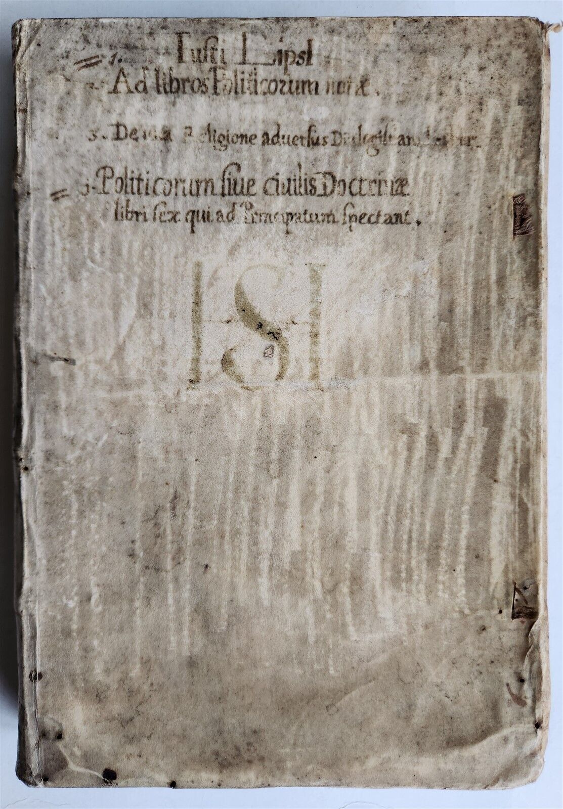 1623 ARISTOTLE antique POLITICORUM vellum bound w/ manuscript cover