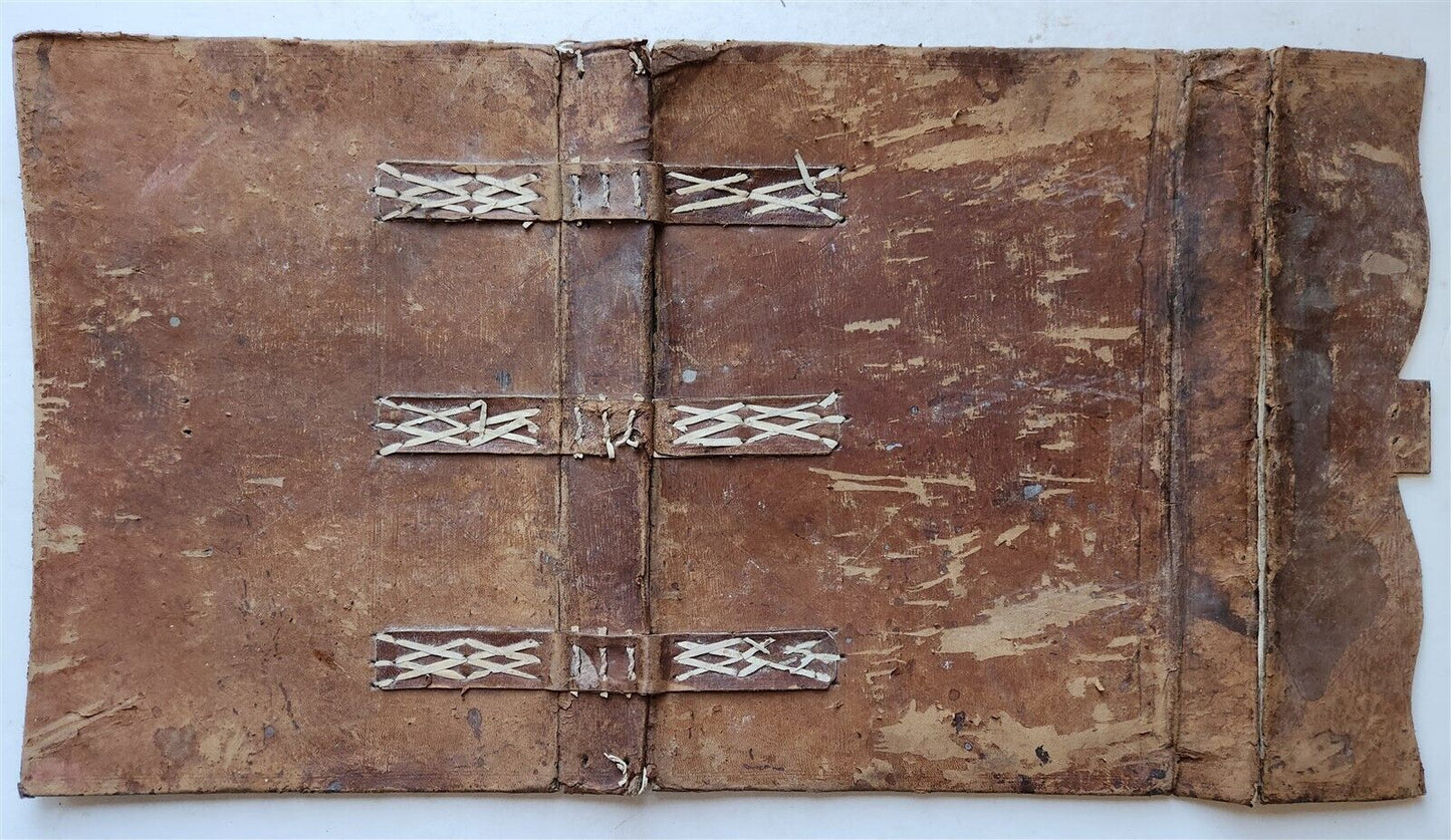 16th-17th CENTURY LARGE FOLIO BINDING antique LEATHER 12.5 by 18 inches