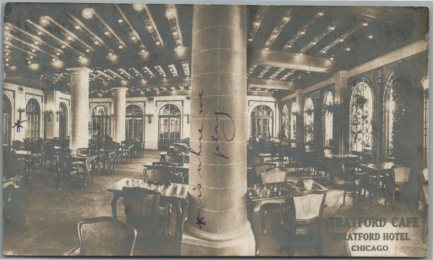CHICAGO IL HOTEL STRATFORD ANTIQUE REAL PHOTO POSTCARD RPPC