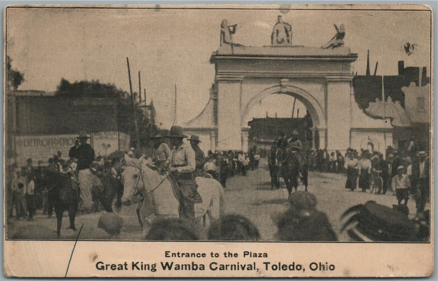 TOLEDO OH GREAT KING WAMBA CARNIVAL ANTIQUE POSTCARD