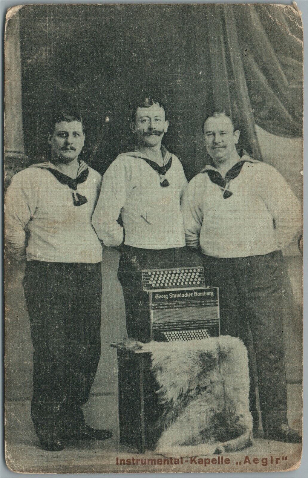 MUSIC BAND INSTRUMENTAL KAPELLE AEGIR ANTIQUE POSTCARD