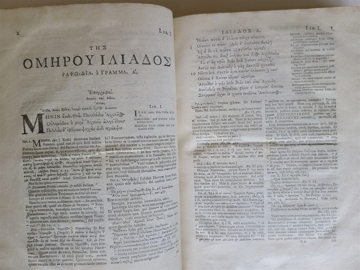1729-1740 HOMER ILIAS & ODDYSEA 2 VOLUMES antique w/ MAPS LATIN & GREEK TEXT