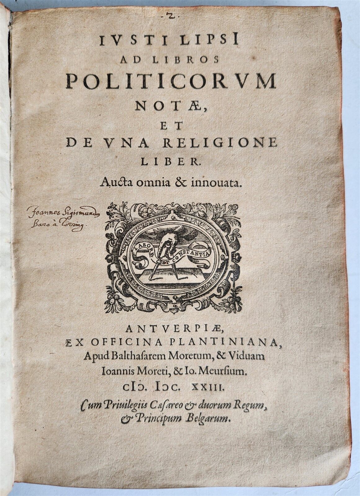 1623 ARISTOTLE antique POLITICORUM vellum bound w/ manuscript cover