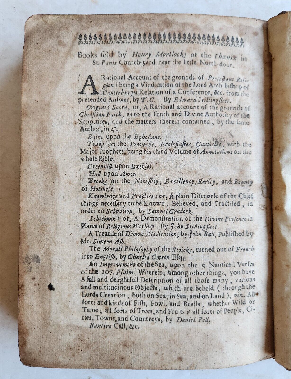 1662 WEAPON SALVE for CHURCH WOUNDS by Edward Stillingfleet antique in ENGLISH