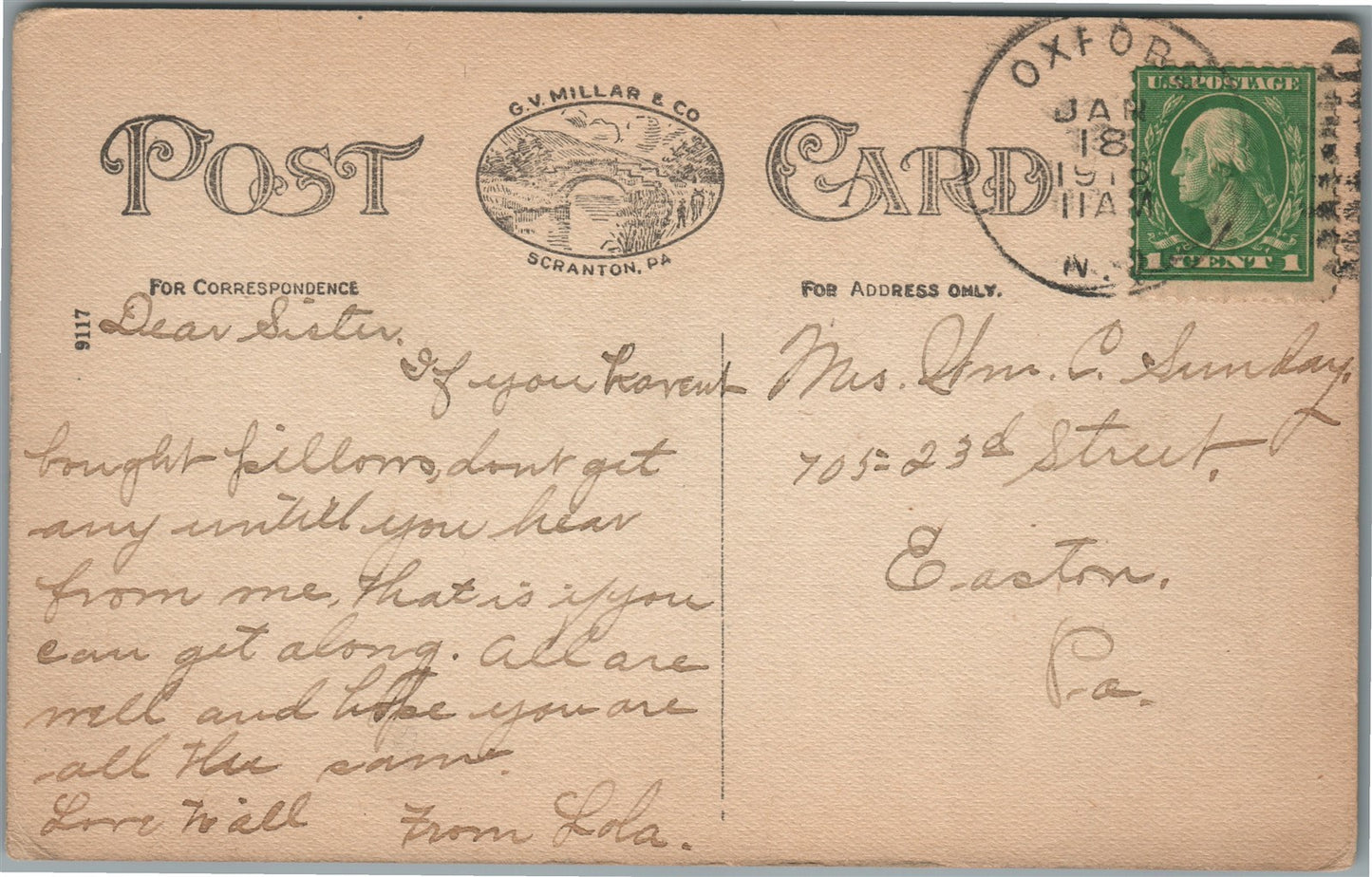OXFORD NJ OLD SHIPPEN HOMESTEAD ANTIQUE POSTCARD