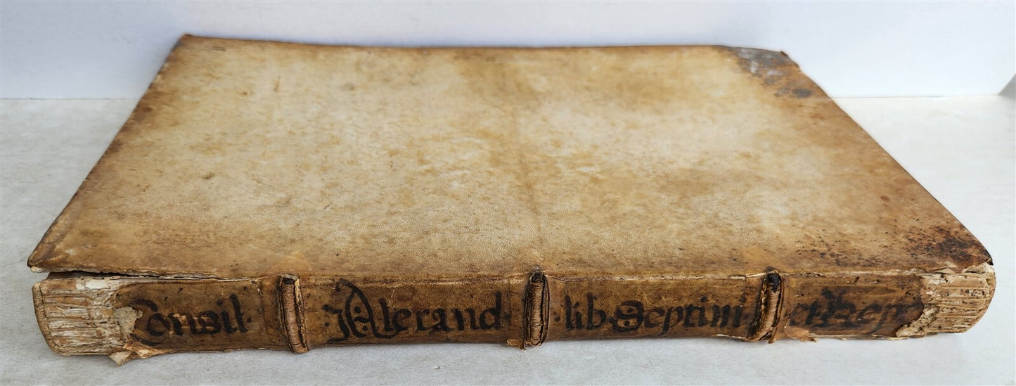 1584 LAW BOOK by Alessandro Tartagni antique VELLUM FOLIO w/ MANUSCRIPT TITLE