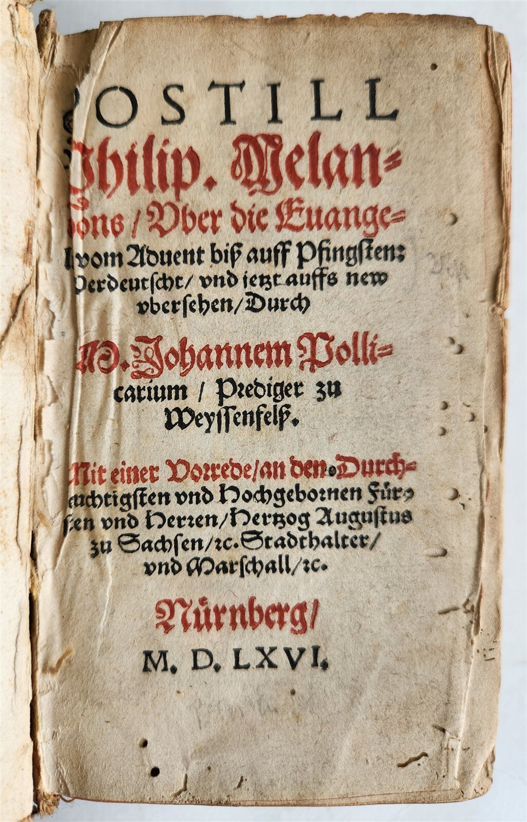 1566 MELANCHTHON Philippe Postill uber die Evangelia ANTIQUE pigskin ILLUSTRATED