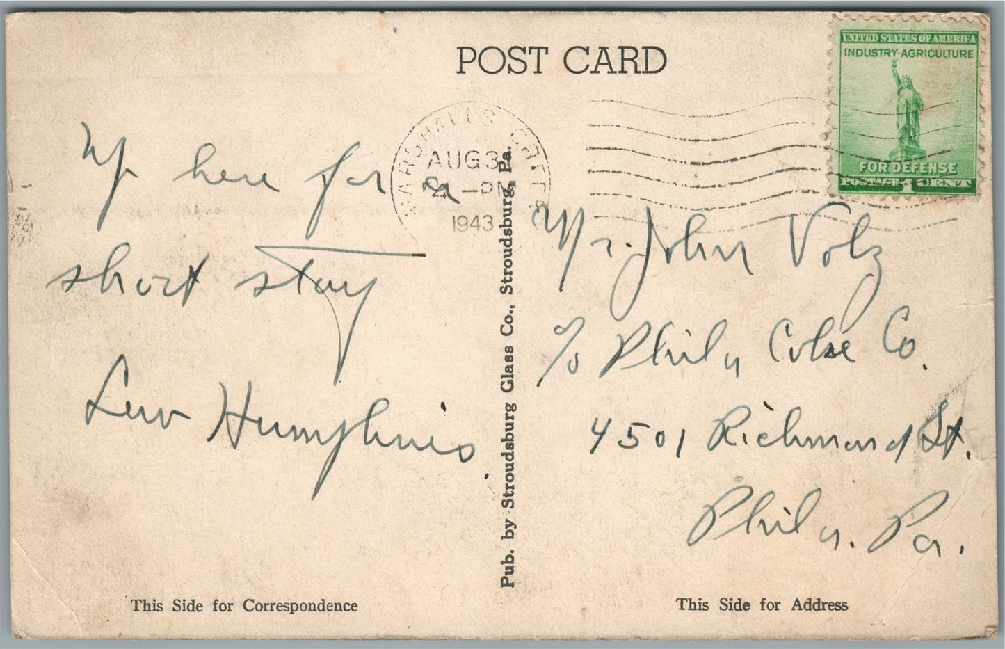 MARSHALLS CREEK PA HORSEBACK RIDING ANTIQUE POSTCARD