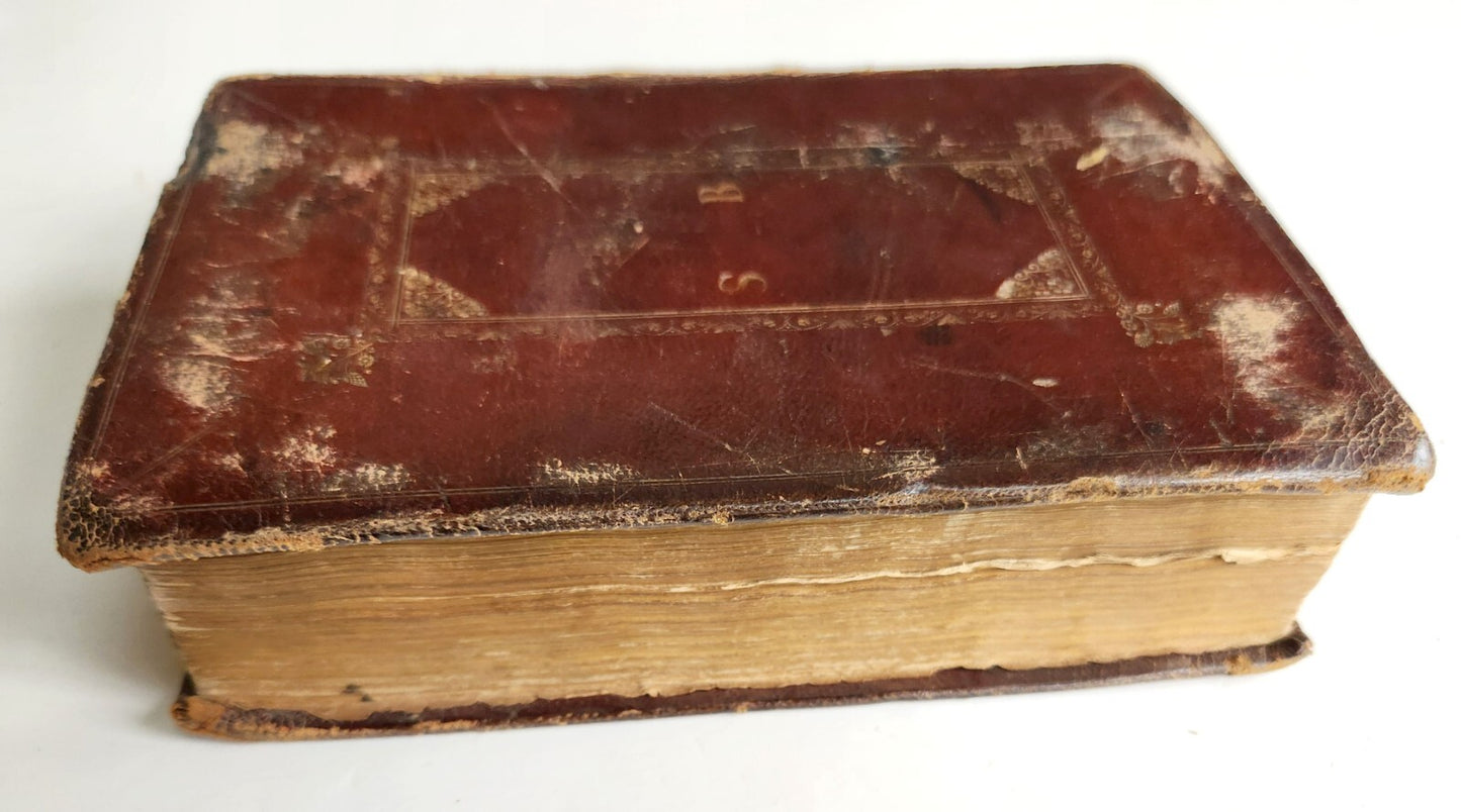 1679 BIBLE in ENGLISH King James antique ORIGINAL red morocco BINDING