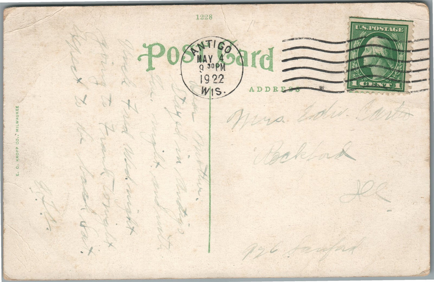 ANTIGO WI RAILROAD STATION RAILWAY TRAIN DEPOT ANTIQUE POSTCARD