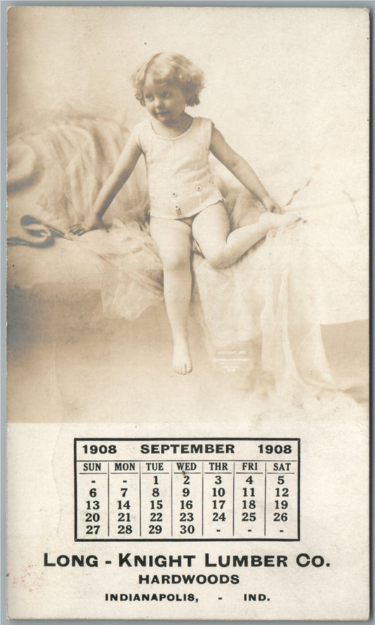 INDIANAPOLIS IN LUMBER CO. ADVERTISING ANTIQUE calendar REAL PHOTO POSTCARD RPPC