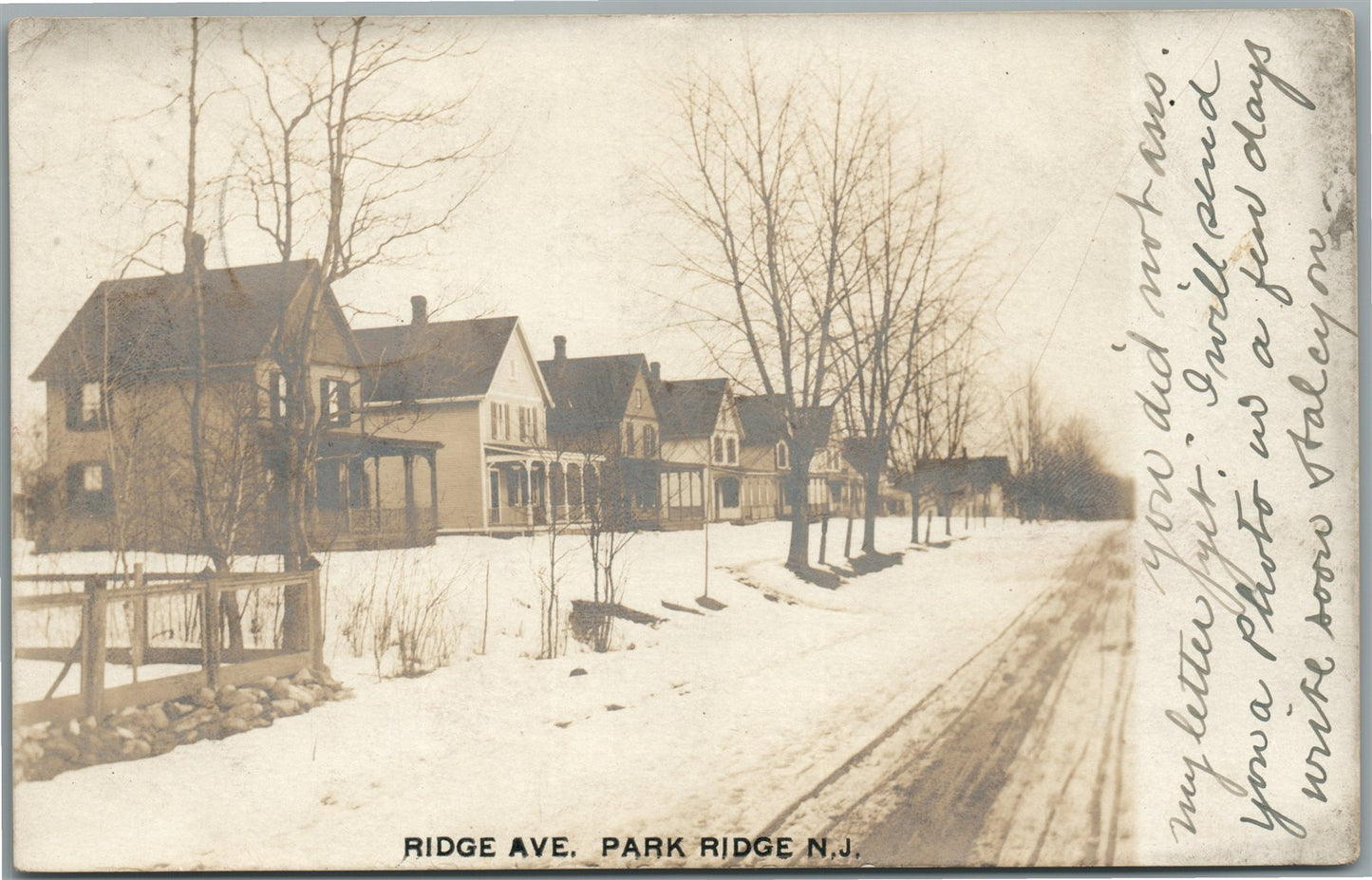 PARK RIDGE NJ RIDGE AVENUE ANTIQUE REAL PHOTO POSTCARD RPPC