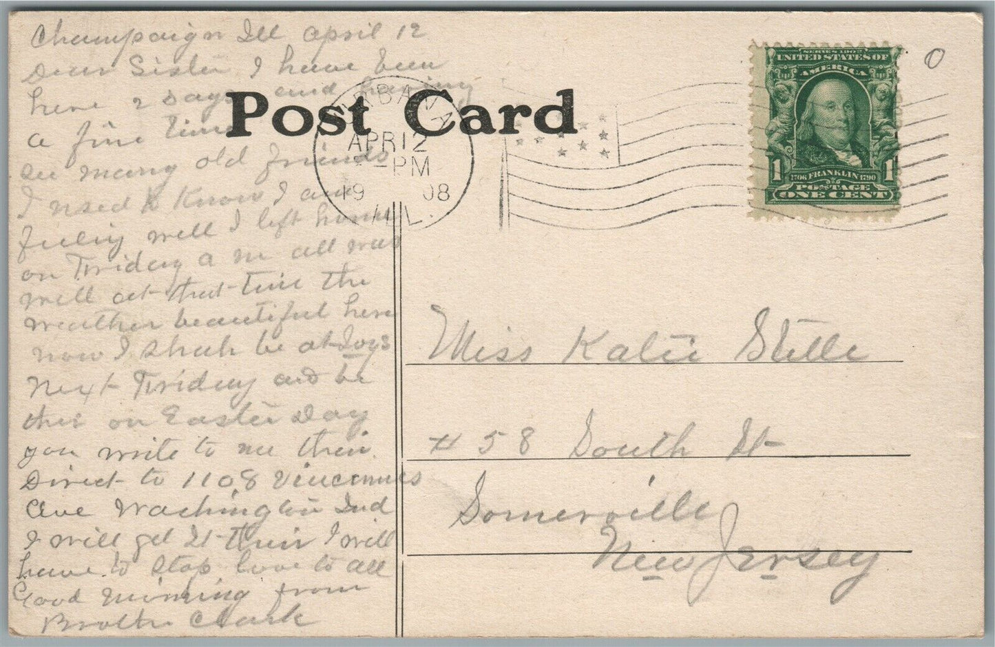 CHAMPAIGN IL MAY POLE DANCE 1907 ANTIQUE POSTCARD