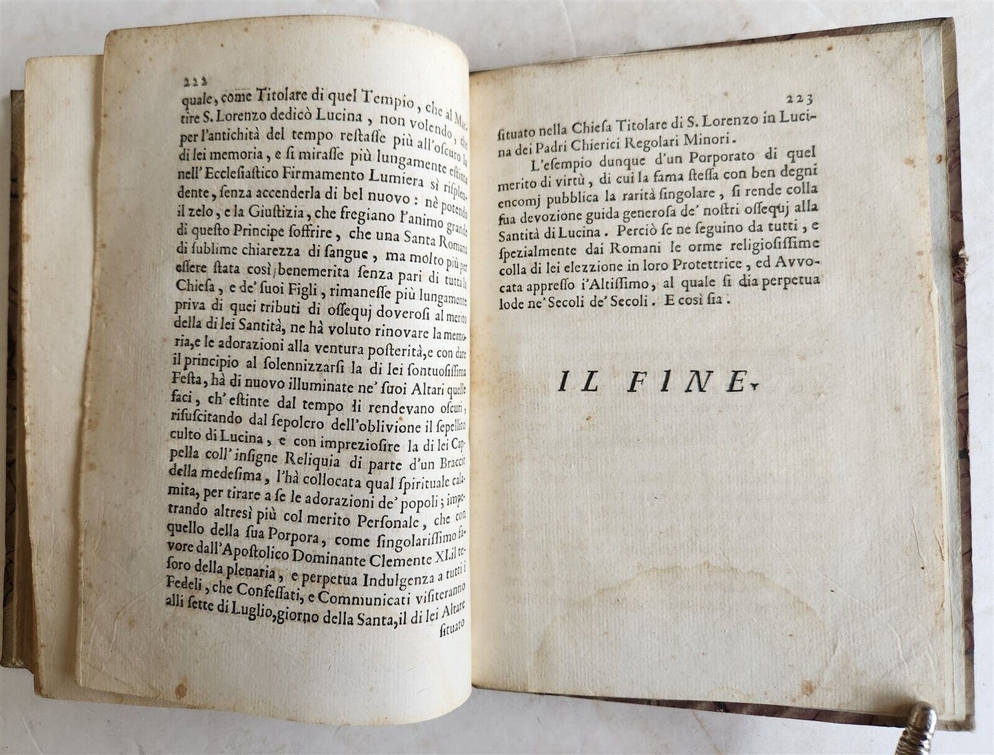 1717 VITA di S.LUCINA MATRONA ROMANA antique Vellum