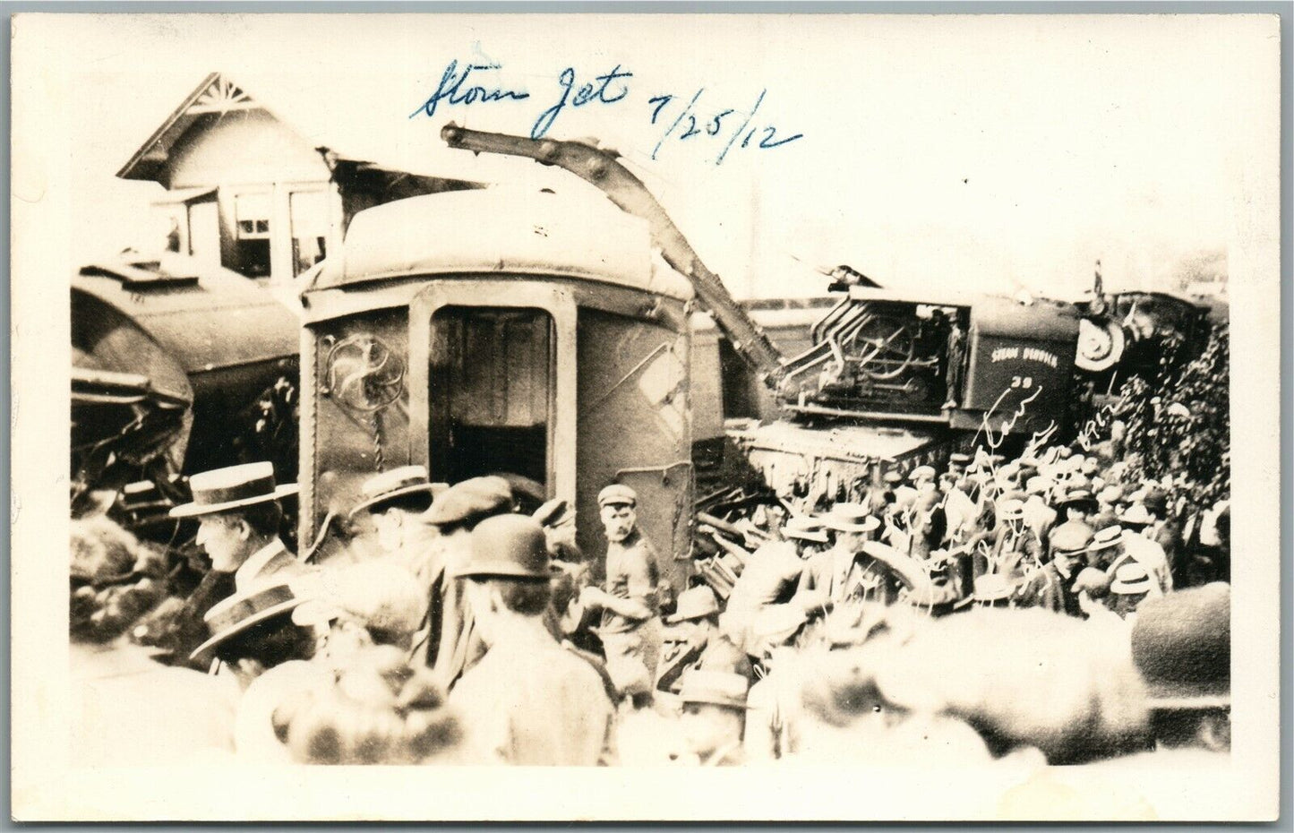 TRAIN WRECKAGE STORM 1912 RAILWAY railroad ANTIQUE REAL PHOTO POSTCARD RPPC