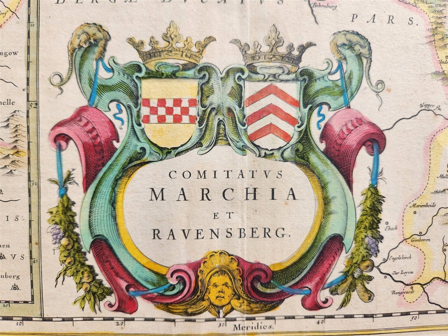 1640 MAP of GERMANY RAVENSBERG by WILLEM BLAEU antique AUTHENTIC hand colored