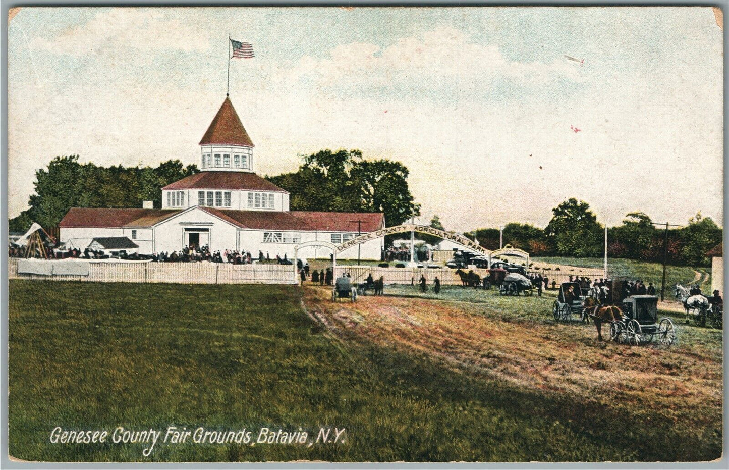 BATAVIA NY GENESEE COUNTY FAIRGROUNDS ANTIQUE POSTCARD