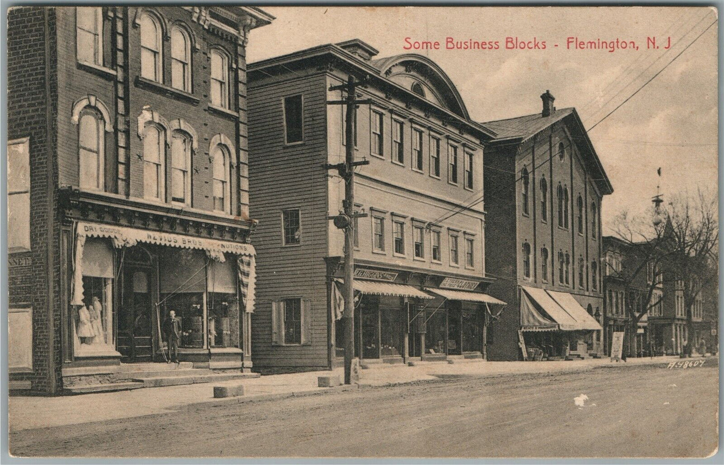 FLEMINGTON NJ SOME BUSINESS BLOCKS ANTIQUE POSTCARD