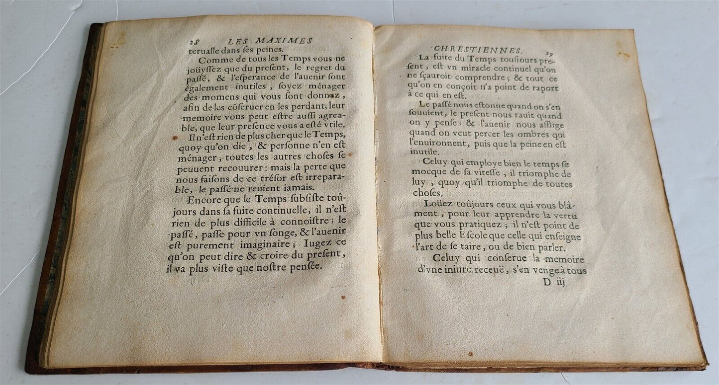 1661 AMAZING BINDING MORAL & POLITICAL MAXIMS by J.P. de la Serre FRENCH antique