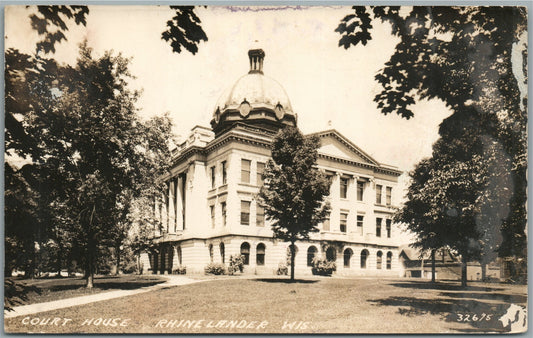 RHINELANDER WI COURT HOUSE ANTIQUE REAL PHOTO POSTCARD RPPC