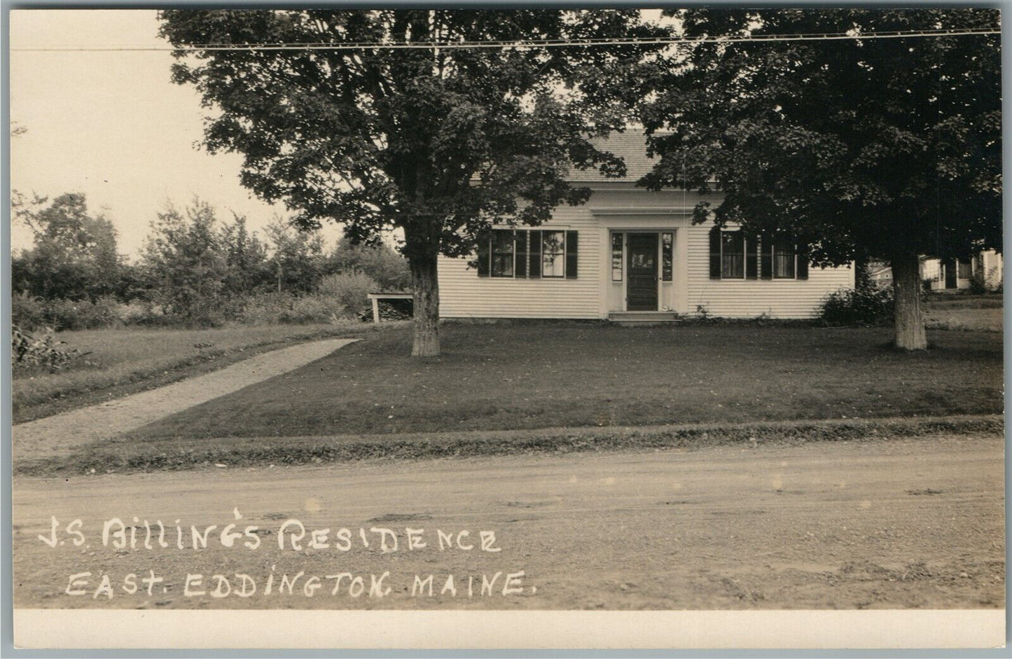 EAST EDDINGTON ME J.S. BILLINGS RESIDENCE ANTIQUE REAL PHOTO POSTCARD RPPC